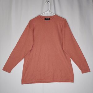 Country Shop Vtg Cashmere Sweater Womens Large Orange-Pink Long Sleeve Crew Neck